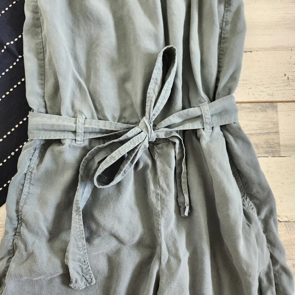 Bella Dahl Tencel Raw Edge Cropped Jumpsuit Green Size Small